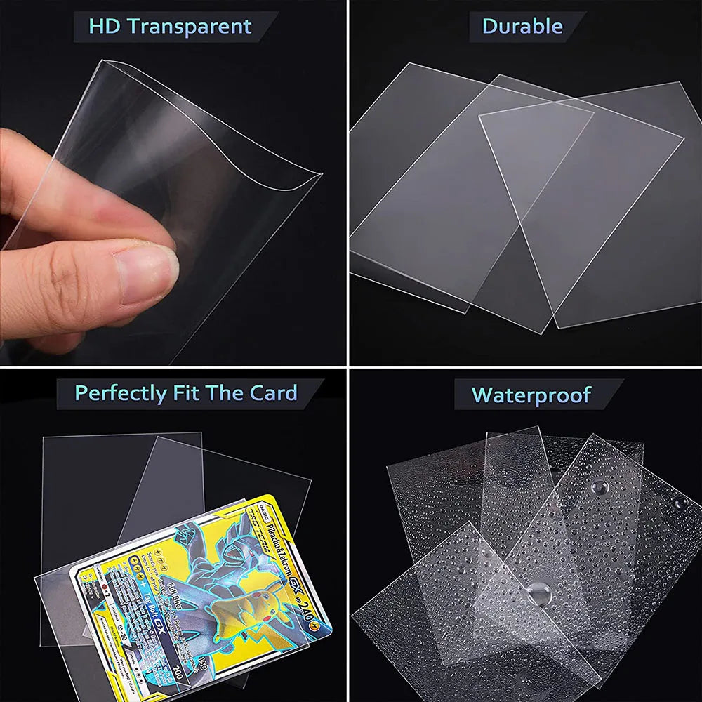 100 Pcs Transparent Playing Card Cover Clear Protector Sleeve Holder For Pokemon Board Game ID Trading Folder Photo Pouch Kit - P's One-Stop Shop 