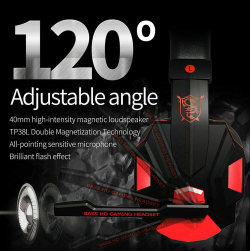 3.5mm Gaming Headset Mic LED Headphones Stereo Bass Surround For PC PS4 Xbox One - P's One-Stop Shop 