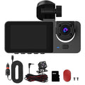 3 Channel Dash Cam Front Inside Rear Vehicle Driving Recorder Car DVR with 32G MMC Card G Sensor Motion Detection Parking Monitor Night Vision Loop Re - P's One-Stop Shop 