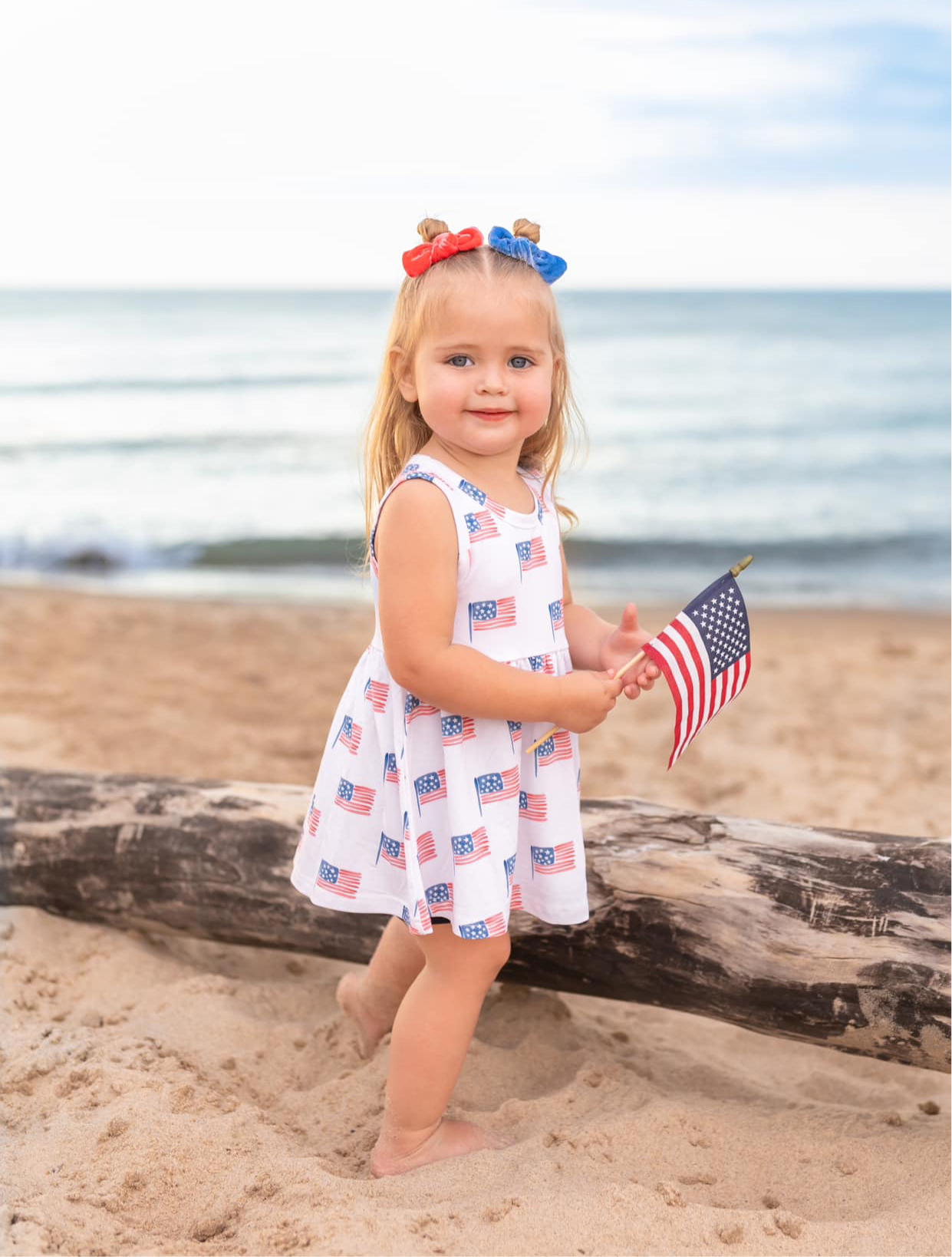 4th of July Flag Print Bamboo Peplum Top & Bike Shorts - P's One-Stop Shop 