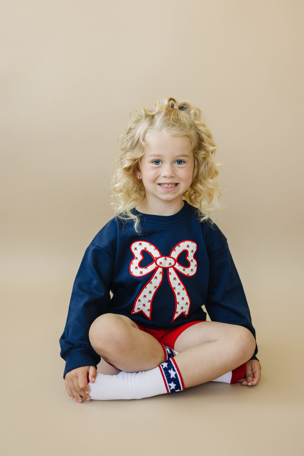4th of July Tulip Bow Applique Crewneck Sweatshirt - P's One-Stop Shop 