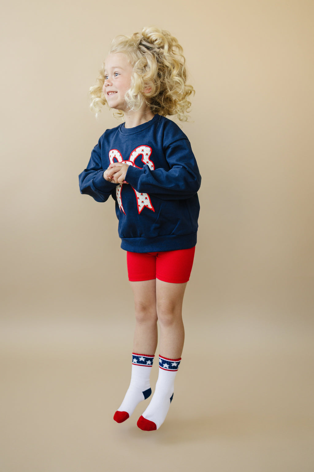 4th of July Tulip Bow Applique Crewneck Sweatshirt - P's One-Stop Shop 