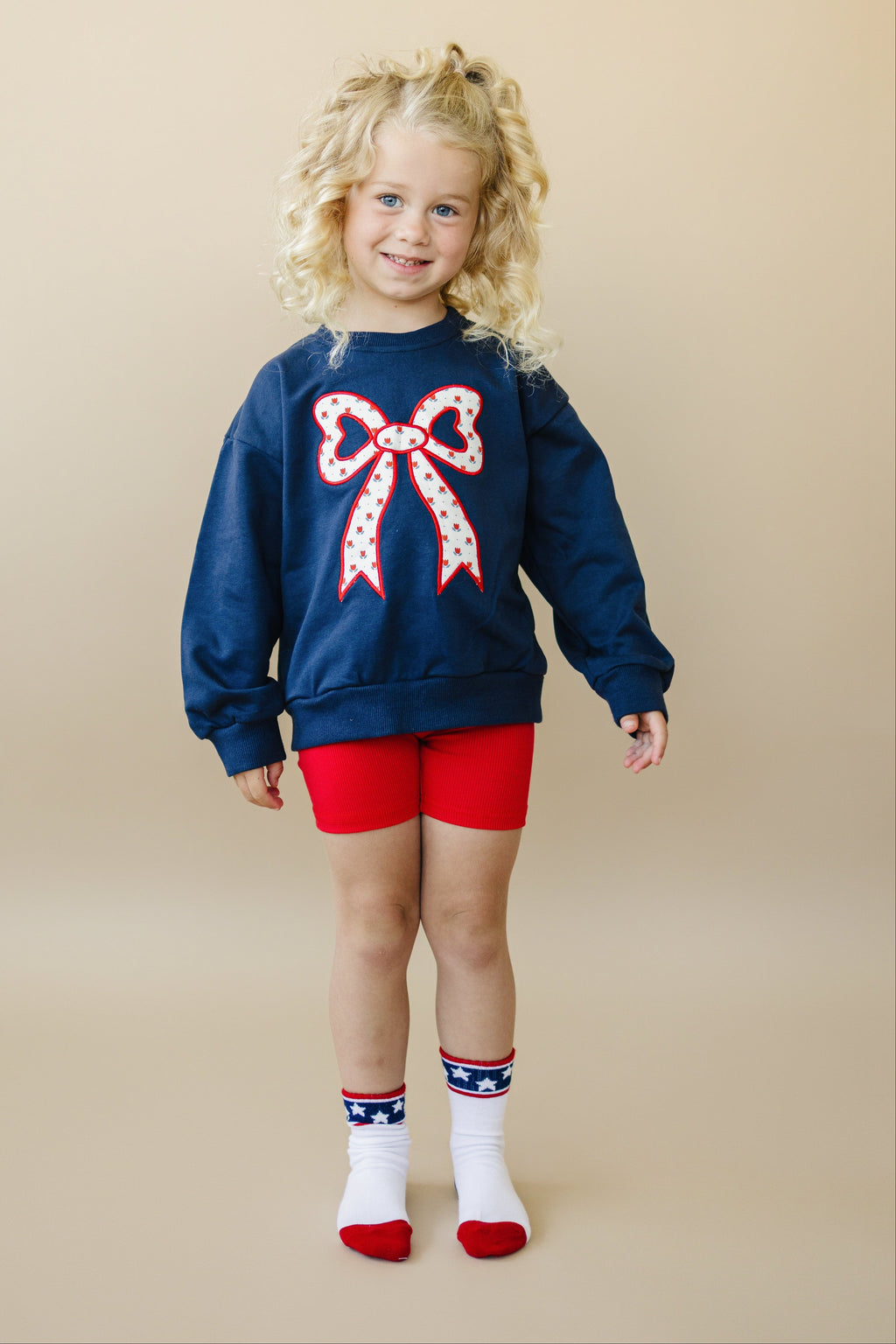 4th of July Tulip Bow Applique Crewneck Sweatshirt - P's One-Stop Shop 