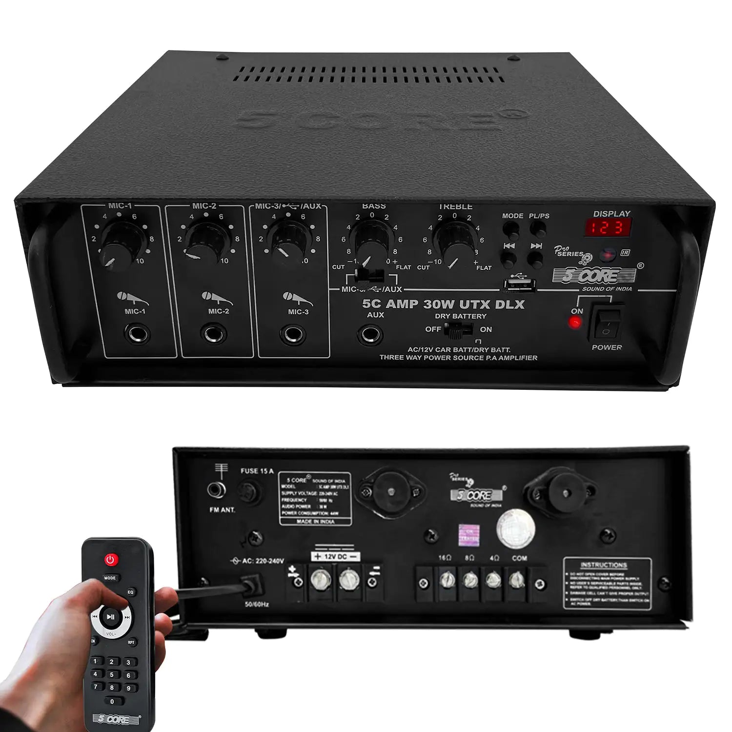 5Core Amplifier Home Audio Stereo Receiver PA Speaker Microphone Surround Sound Amp - P's One-Stop Shop 