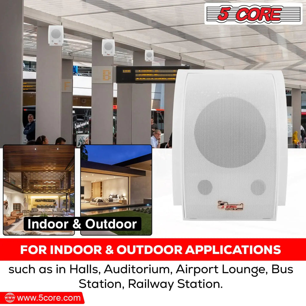 5Core Outdoor Speakers Stereo In Wall 100W Peak Passive Home Audio System - P's One-Stop Shop 