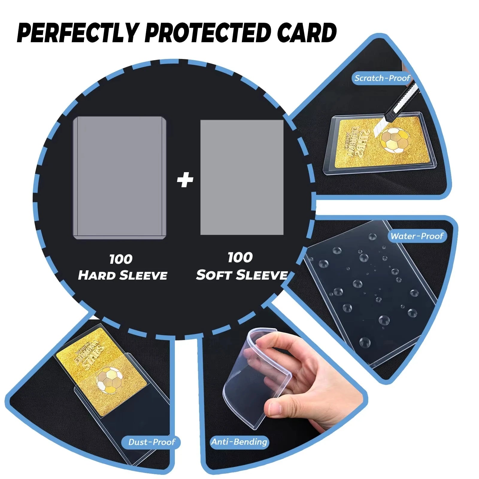 600pcs Hard Card Sleeves And Soft Card Holder Covered With Protective Filmclear Trading Protectors For Pokmone Football Gamecard - P's One-Stop Shop 
