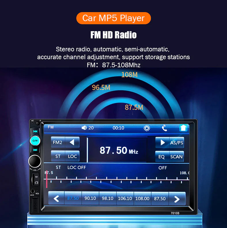 7" Double 2 DIN Car MP5 Player Bluetooth Touch Screen Stereo Radio With Camera - P's One-Stop Shop 
