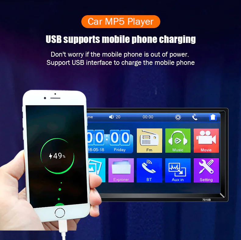 7" Double 2 DIN Car MP5 Player Bluetooth Touch Screen Stereo Radio With Camera - P's One-Stop Shop 