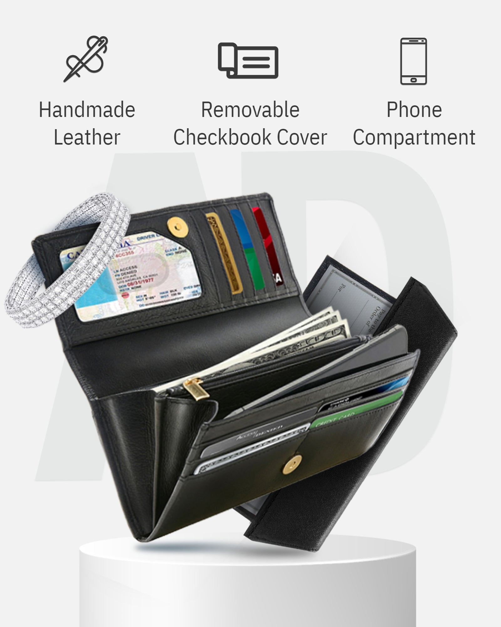 Accordion Clutch With Removable Checkbook Holder - P's One-Stop Shop 