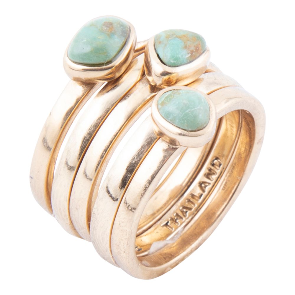 Blue Turquoise Golden Stacking Ring Set - P's One-Stop Shop 