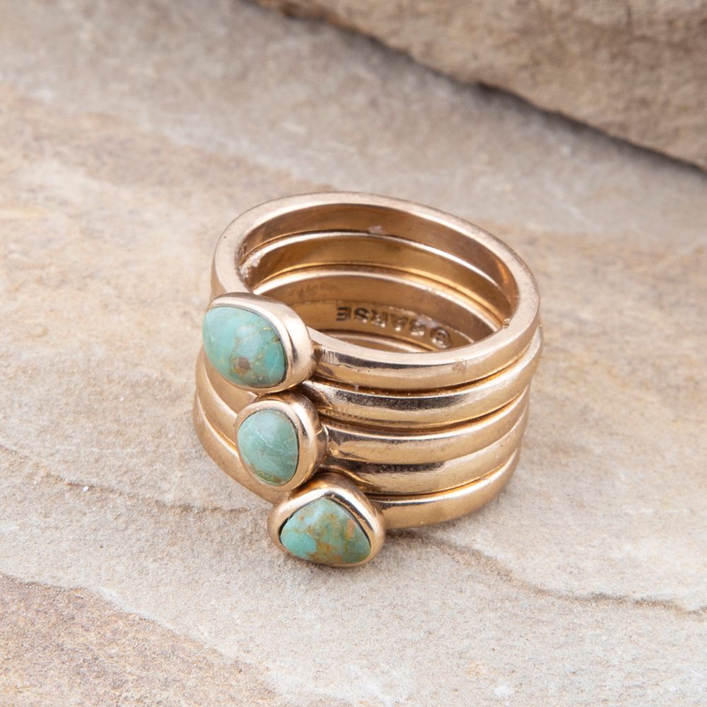 Blue Turquoise Golden Stacking Ring Set - P's One-Stop Shop 