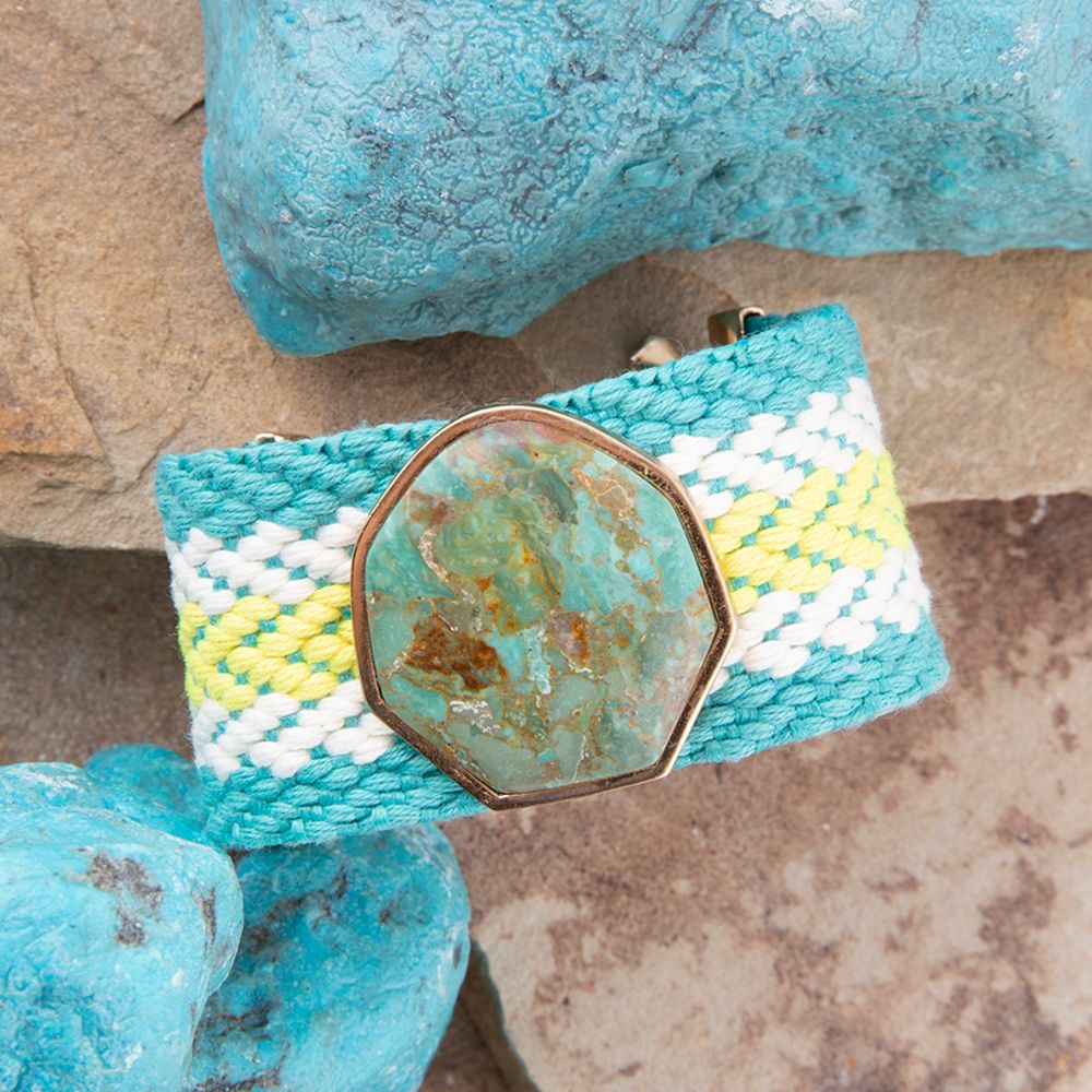 Blue Turquoise Textile Blues Woven Bracelet - P's One-Stop Shop 