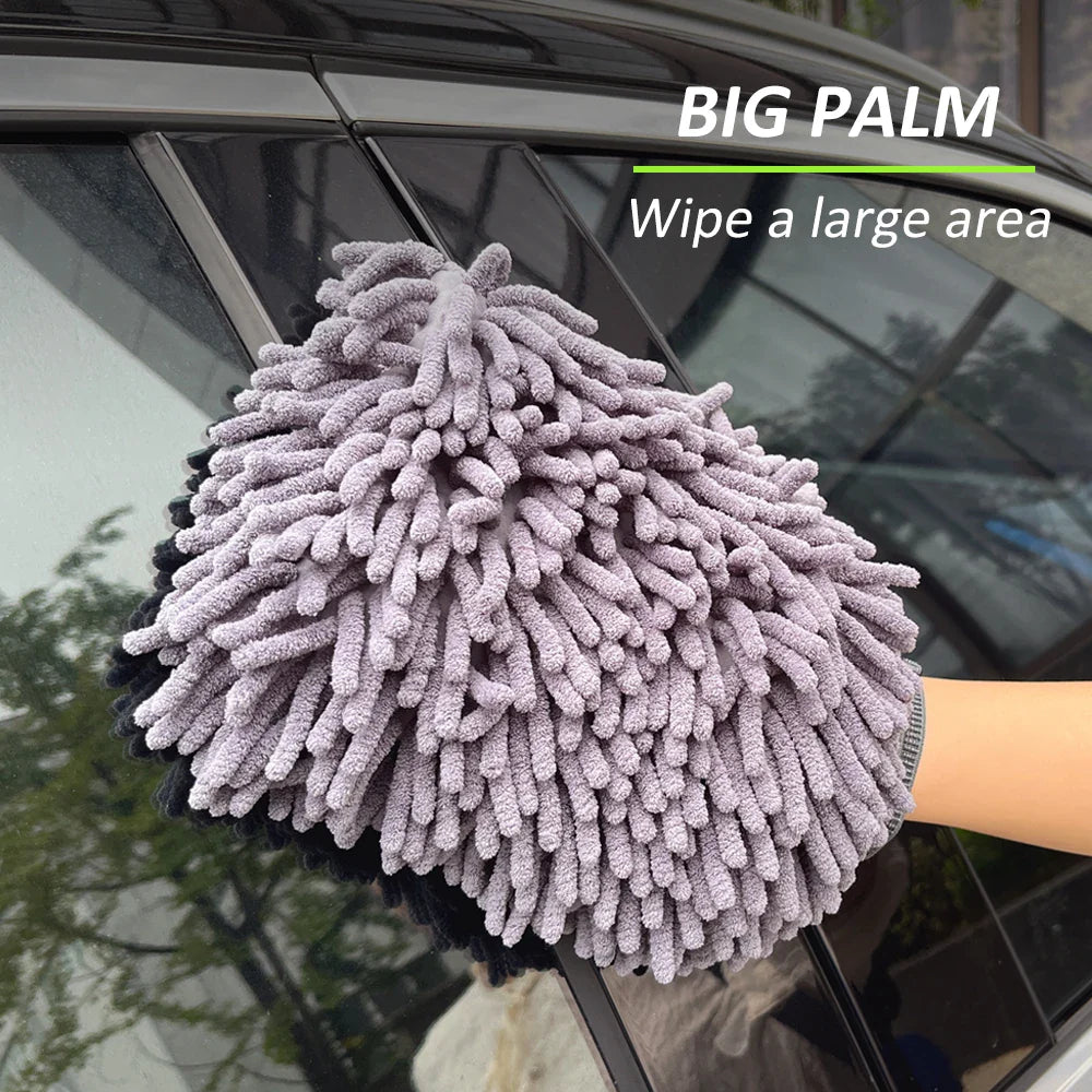 Car Wash Gloves Chenille Glove Plush Rags Thickened double-sided Car Supplies Cleaning Tools Auto Acessories Car Detailing - P's One-Stop Shop 