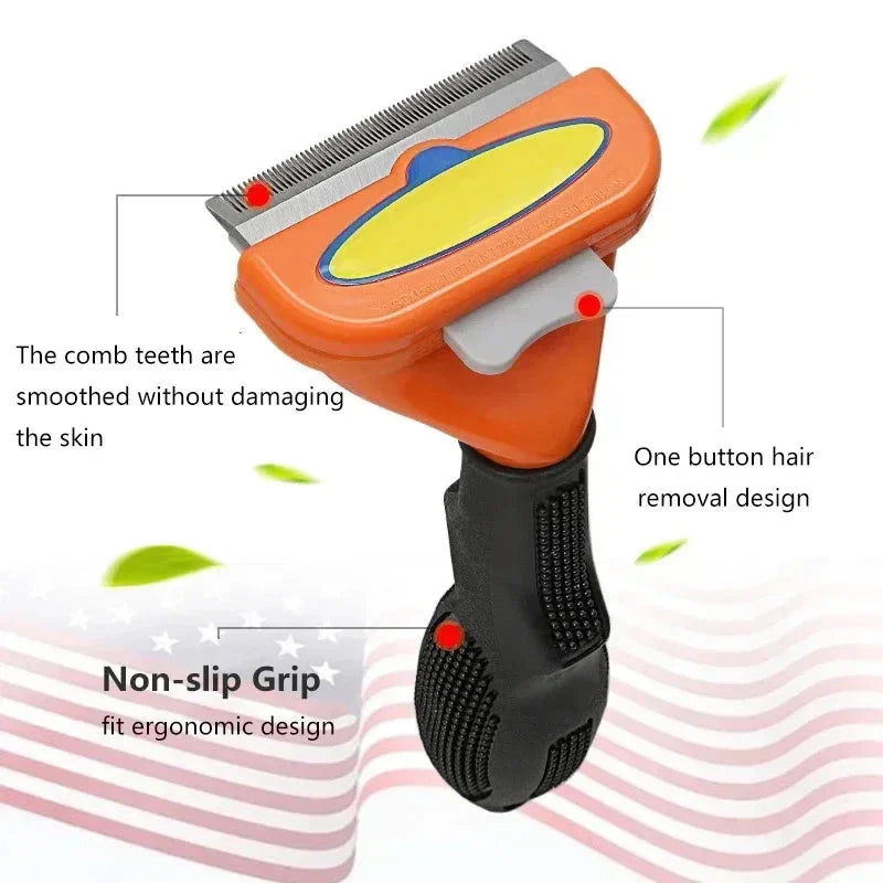 Cat & Dog Hair Removal Comb – Professional Grooming Brush for Shedding Control, Massage & Cleaning | Stainless Steel Deshedding Tool - P's One-Stop Shop 