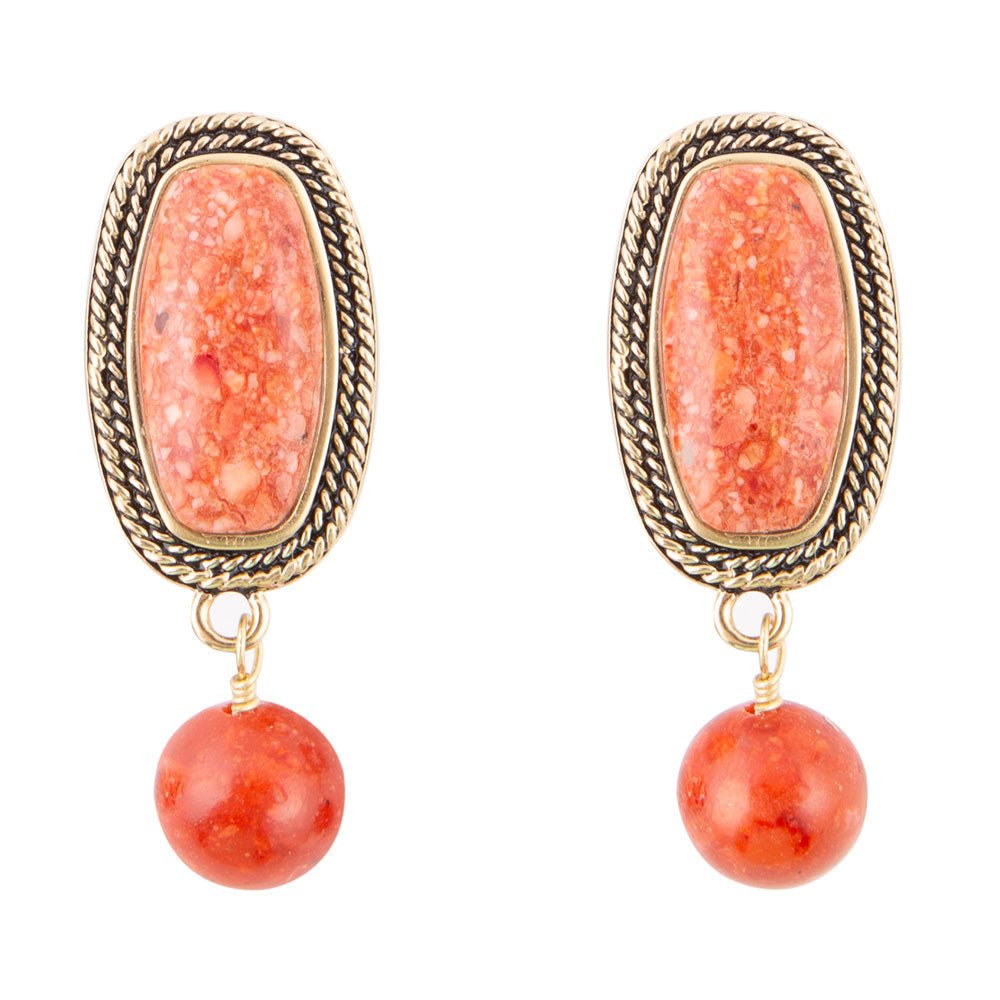 Catalina Orange Sponge Coral Golden Clip-On Earrings - P's One-Stop Shop 