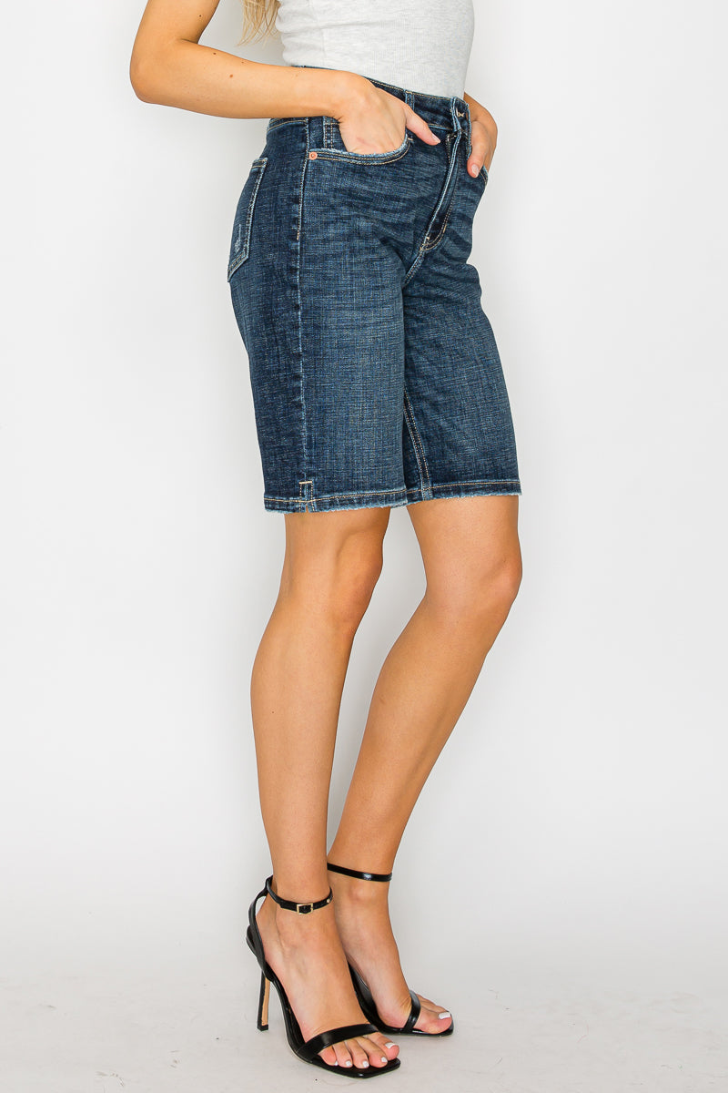 Celeste Dark Wash High Rise Bermuda Jeans - P's One-Stop Shop 