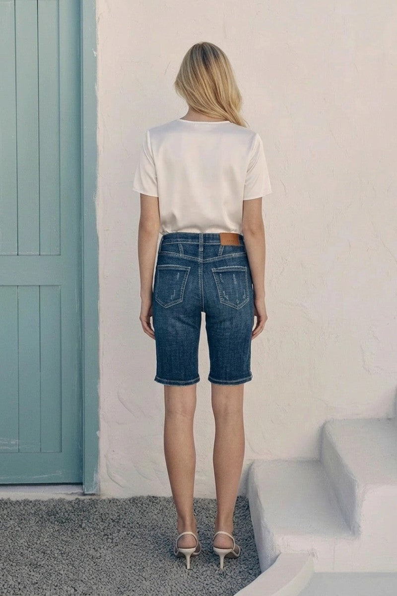 Celeste Dark Wash High Rise Bermuda Jeans - P's One-Stop Shop 