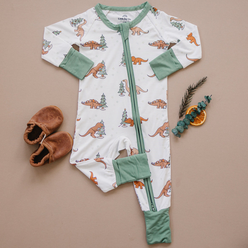 Christmas Tree-Rex Dino Bamboo Zippy Romper *Newborn left - P's One-Stop Shop 