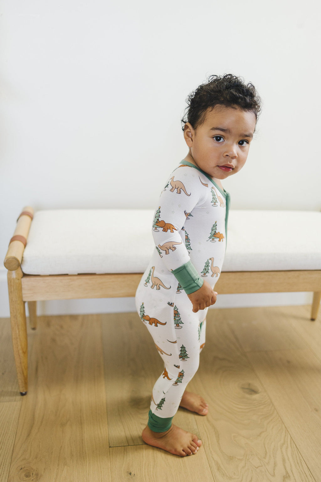 Christmas Tree-Rex Dino Bamboo Zippy Romper *Newborn left - P's One-Stop Shop 