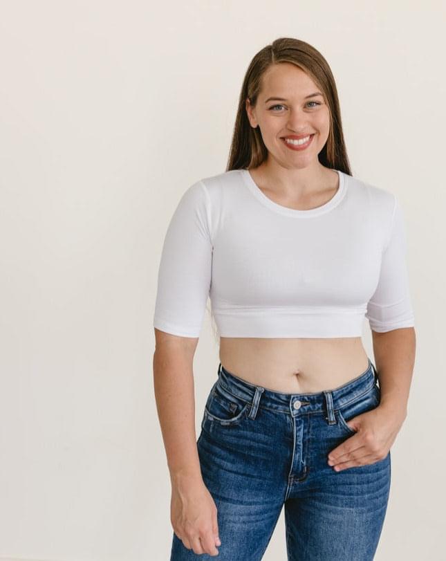 Crew Neck Elbow Sleeve Halftee - P's One-Stop Shop 