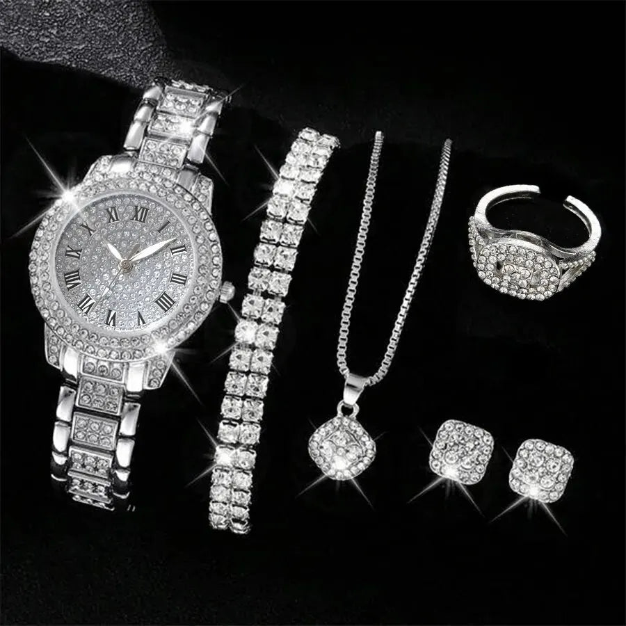 Crystal Wristwatch For Ladies 6pcs - P's One-Stop Shop 