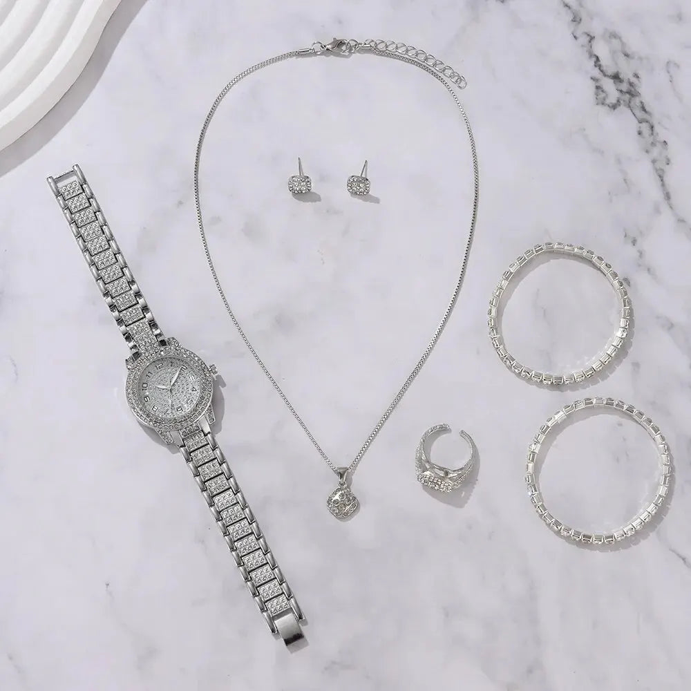 Crystal Wristwatch For Ladies 6pcs - P's One-Stop Shop 