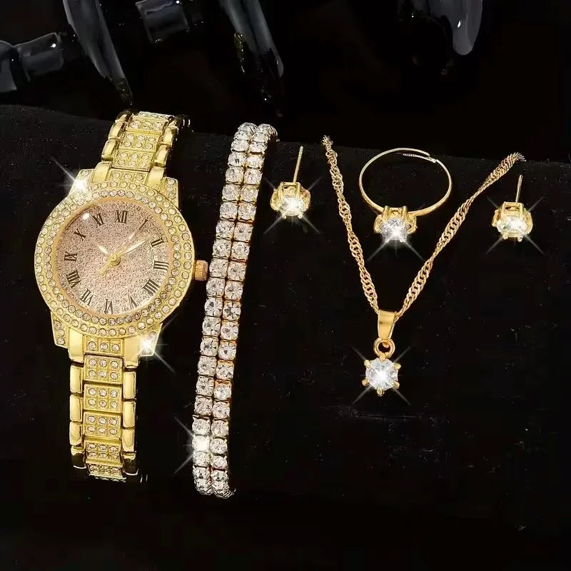 Crystal Wristwatch For Ladies 6pcs - P's One-Stop Shop 