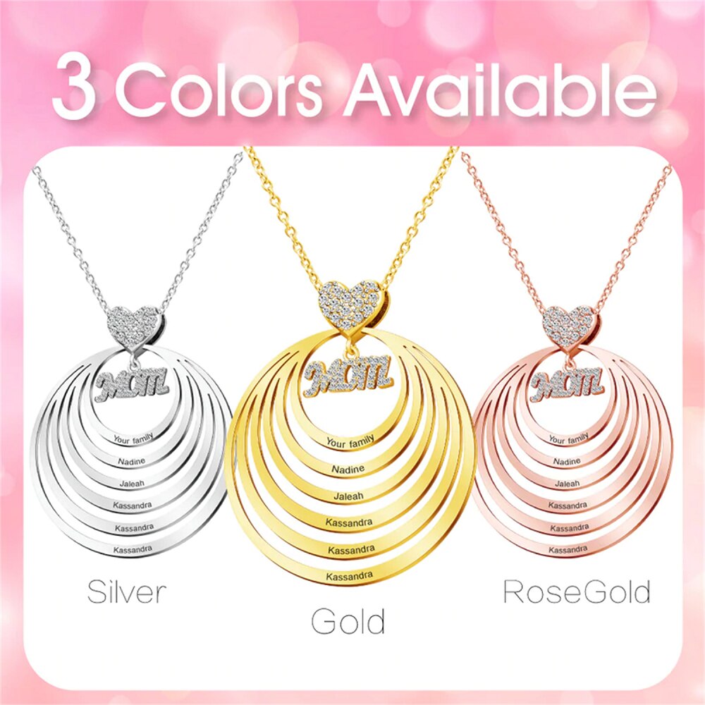 Custom MOM Infinite Love Name Necklace Personalized Kids Names Pendant - P's One-Stop Shop 