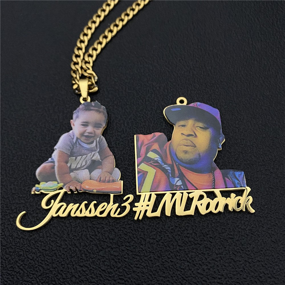 Custom Photo Necklace Custom Picture Nameplate Pendant Necklace for Kids Memory Jewelry - P's One-Stop Shop 