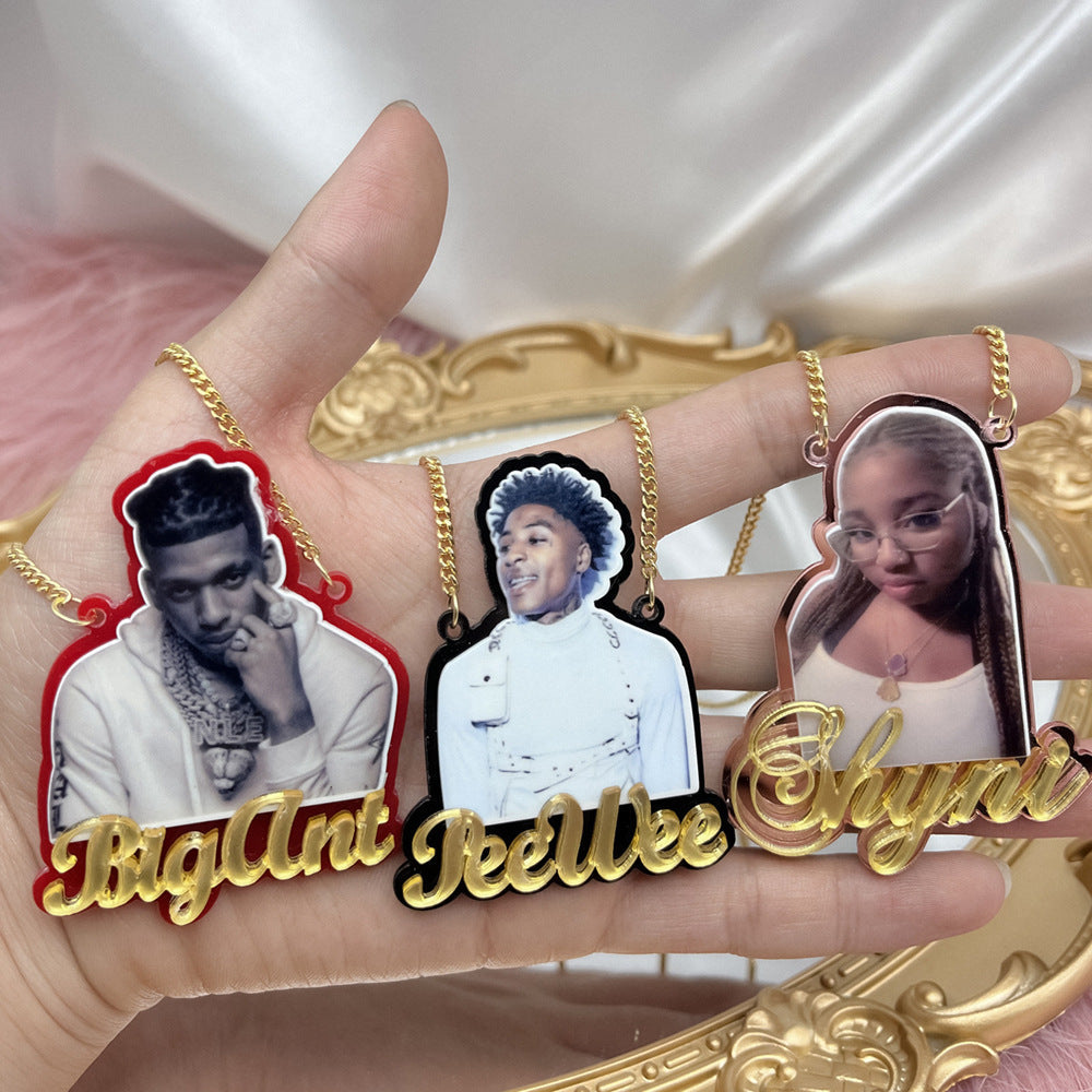 Custom Photo Necklace Custom Picture Nameplate Pendant Necklace for Kids Memory Jewelry - P's One-Stop Shop 