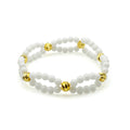 Elegant White Jade & Gold Lace Stretch Bracelet - P's One-Stop Shop 