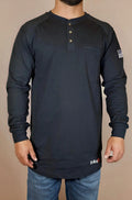 FR 3-Button Henley Shirt - Black - P's One-Stop Shop 