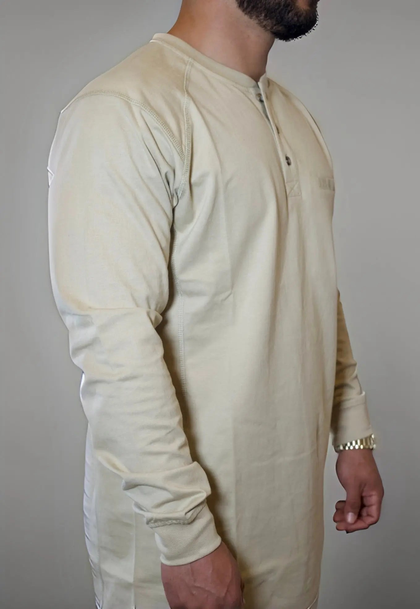 FR 3-Button Henley Shirt - Tan - P's One-Stop Shop 
