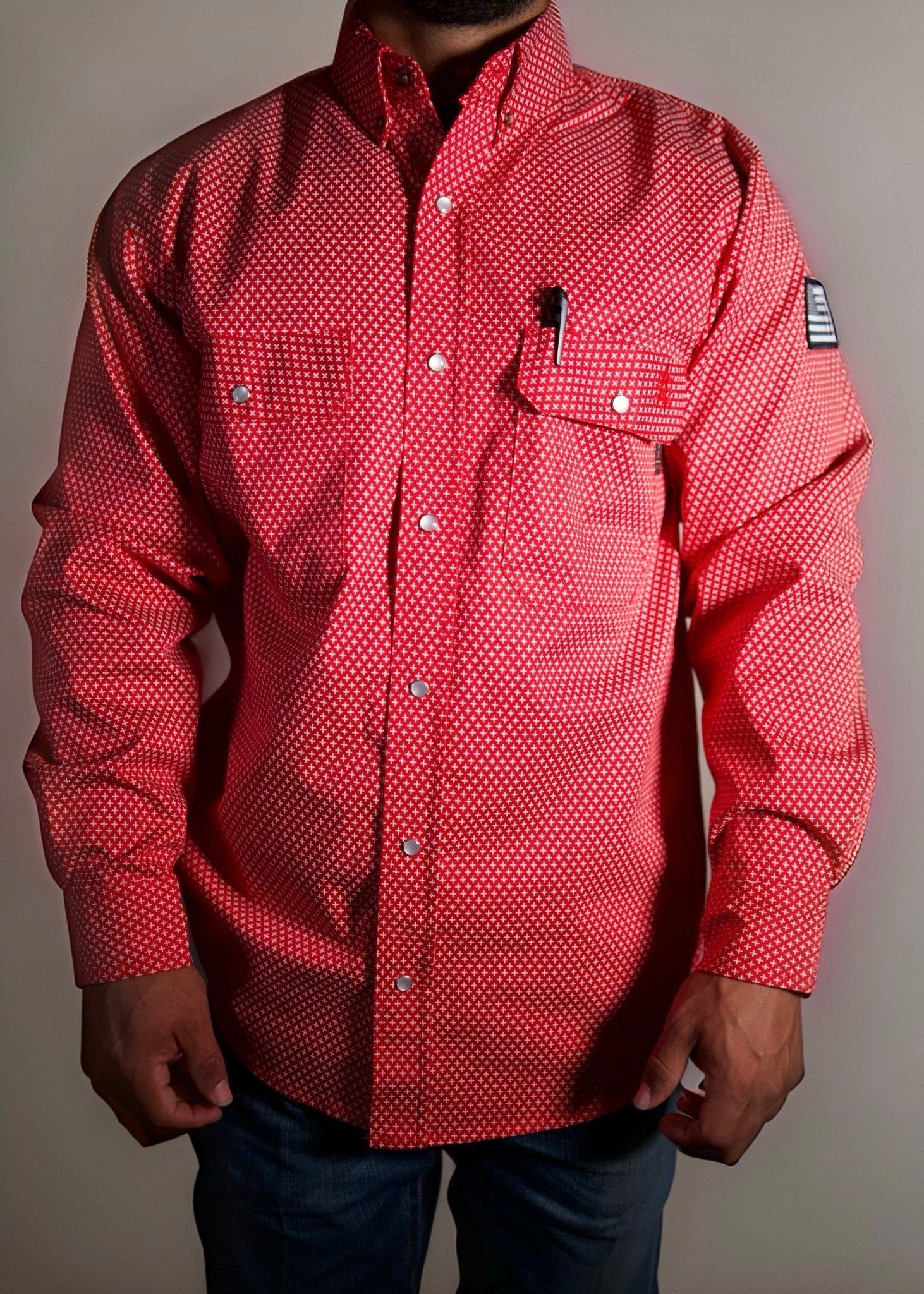 FR Pearl Snap Work shirt - Alpha Red - P's One-Stop Shop 