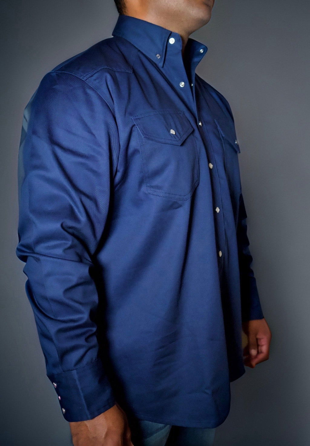 FR Western Style Pearl snap - Navy - P's One-Stop Shop 