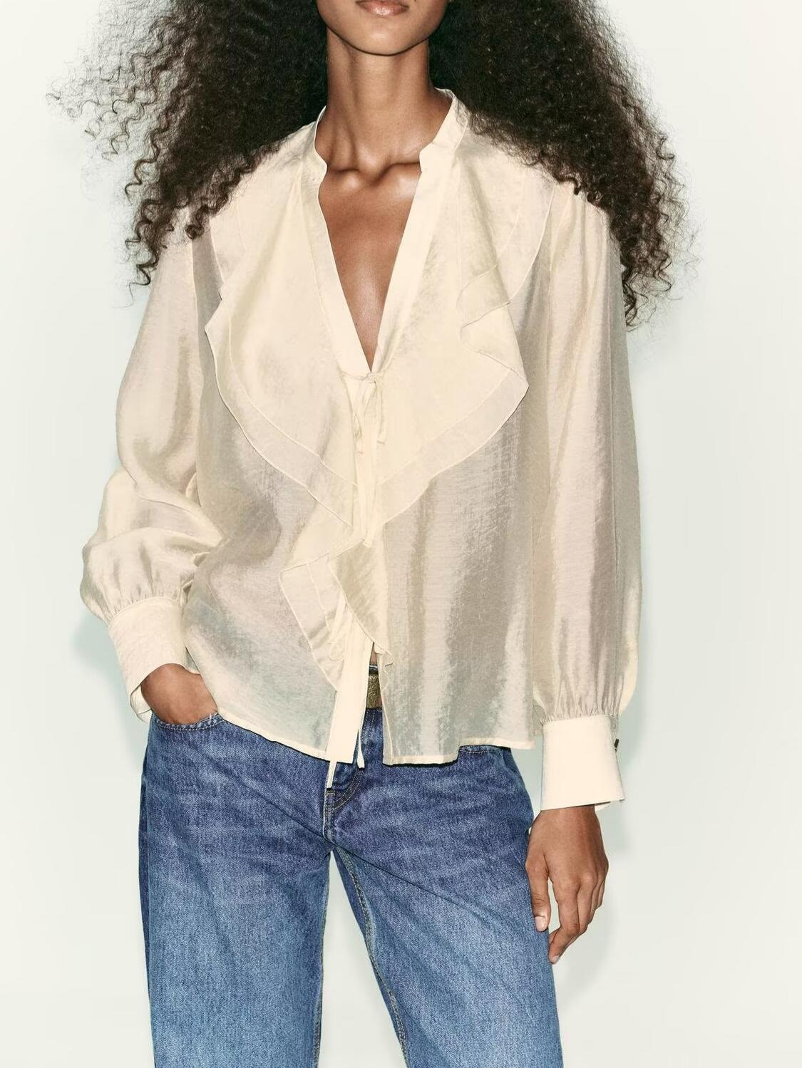 Fall WomenClothing Laminated Decoration Bow Shirt - P's One-Stop Shop 