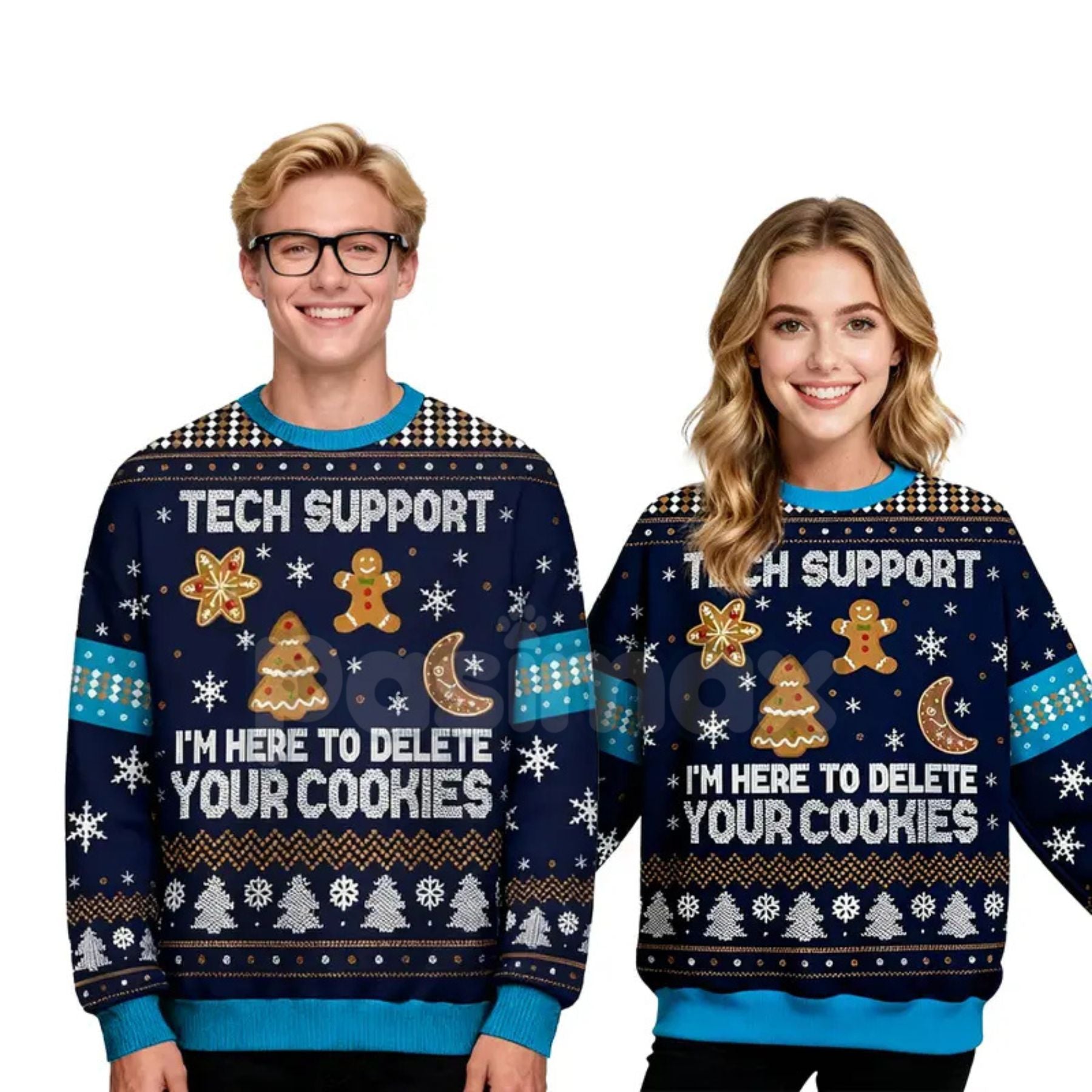 Geeksoutfit Retro Geek Sweater Ugly Christmas Jumper, Crew Neck Long Sleeve Holiday Knitwear for Men & Women - P's One-Stop Shop 