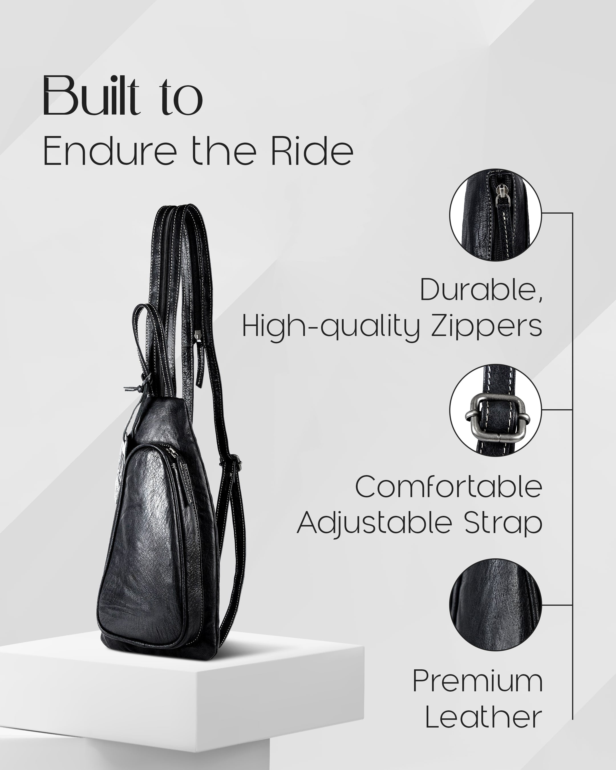 Genuine Leather Bikers Sling Bag - P's One-Stop Shop 