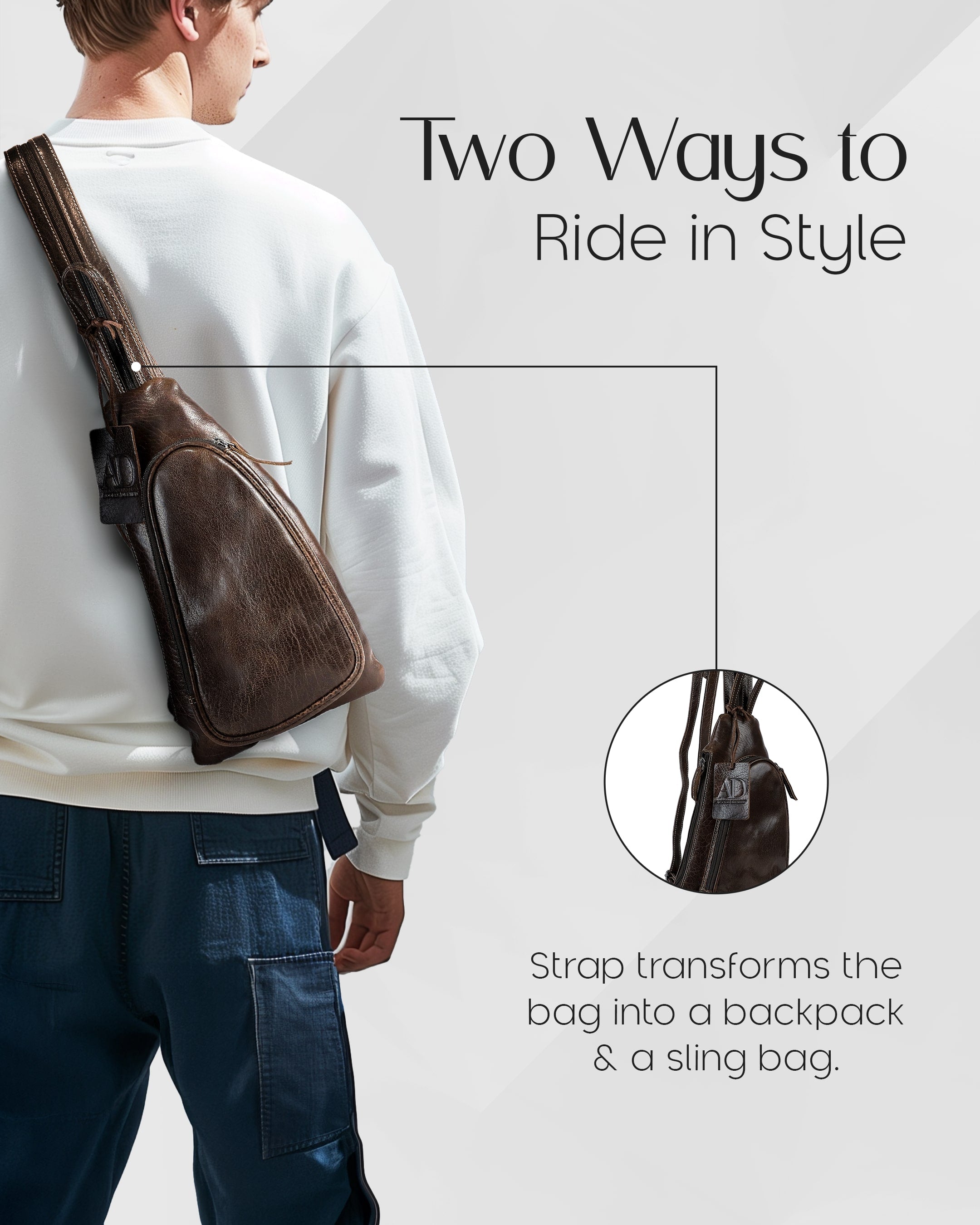 Genuine Leather Bikers Sling Bag - P's One-Stop Shop 