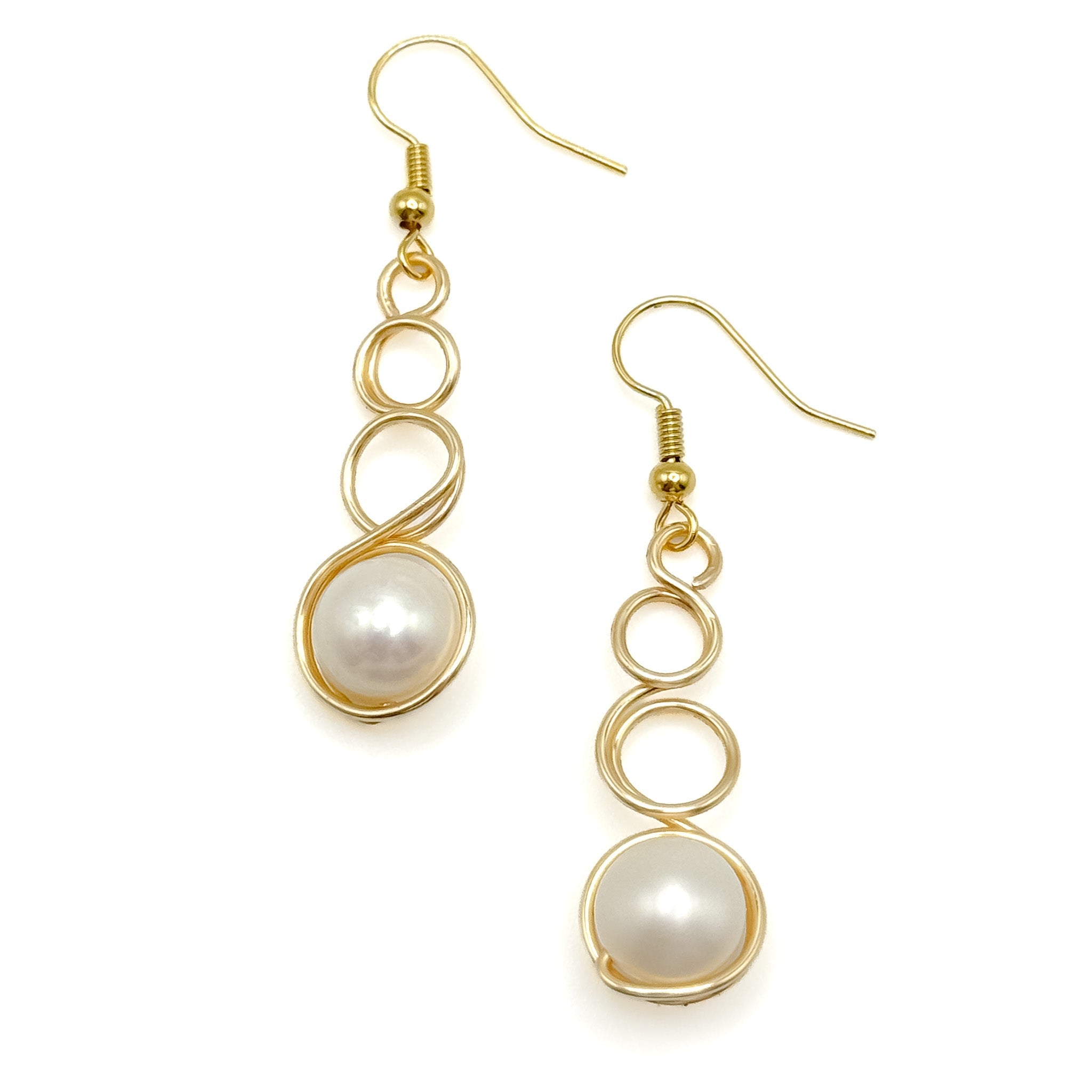 Golden Harmony Freshwater Pearl Drop Earrings - P's One-Stop Shop 