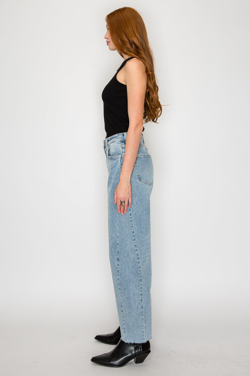 Harlow High Waisted Barrel Jeans Blue by Artemis - P's One-Stop Shop 