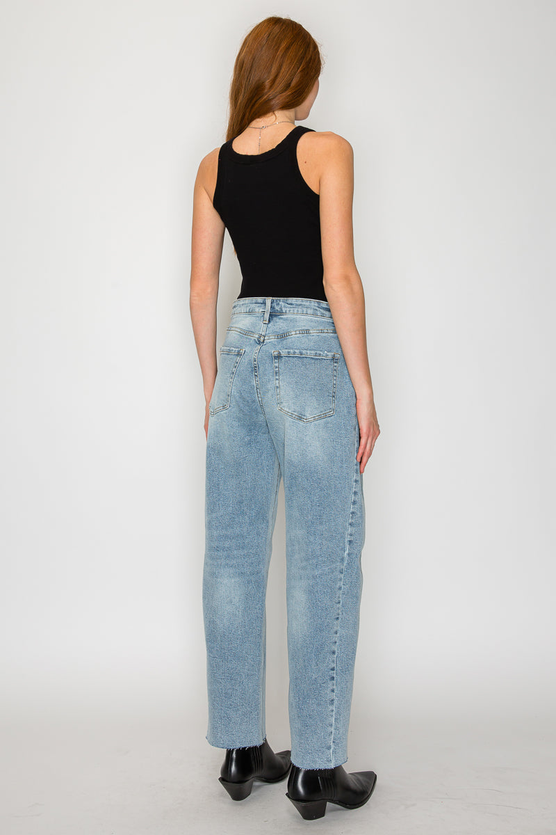Harlow High Waisted Barrel Jeans Blue by Artemis - P's One-Stop Shop 