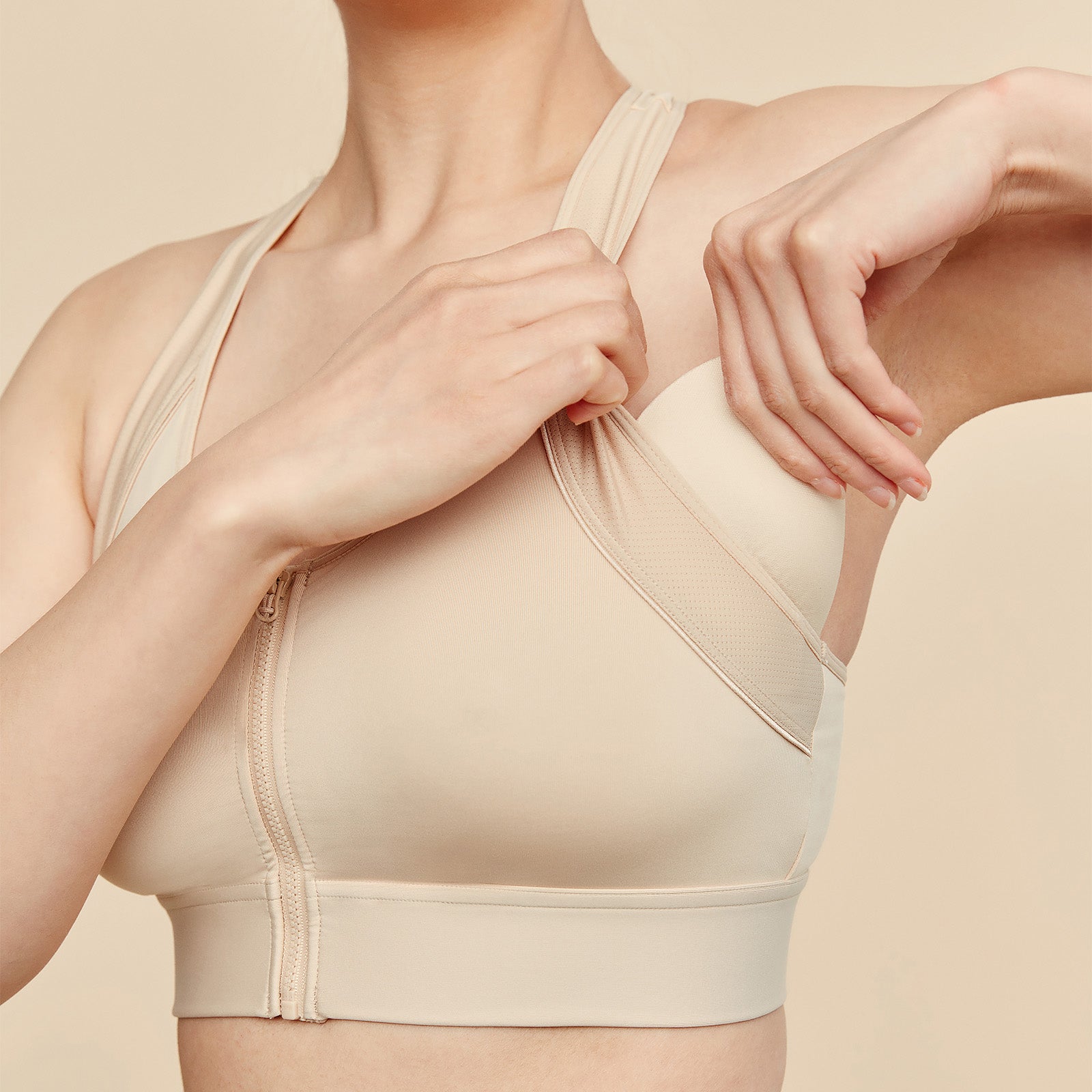 Hero Front‑Closure Sports Bra - Buff - P's One-Stop Shop 