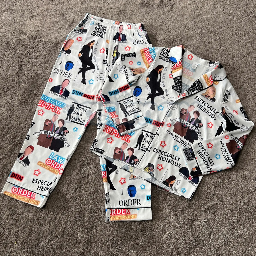 Law & Order Pajamas Set - Movie Christmas Sleepwear for Women, Comfortable Loungewear, Holiday Gift - P's One-Stop Shop 