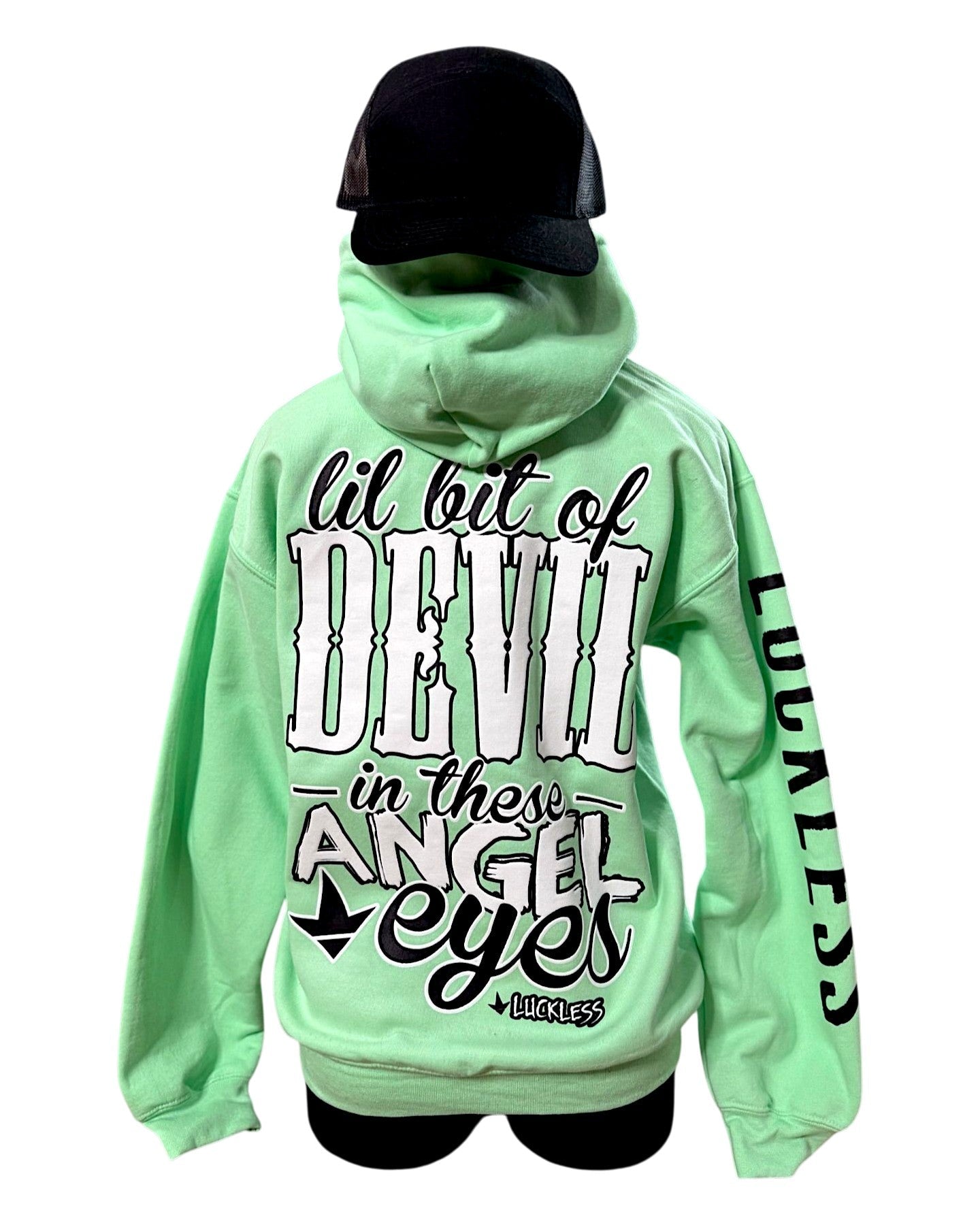 Lil Bit Of Devil in these Angel Eyes Hoodie - P's One-Stop Shop 