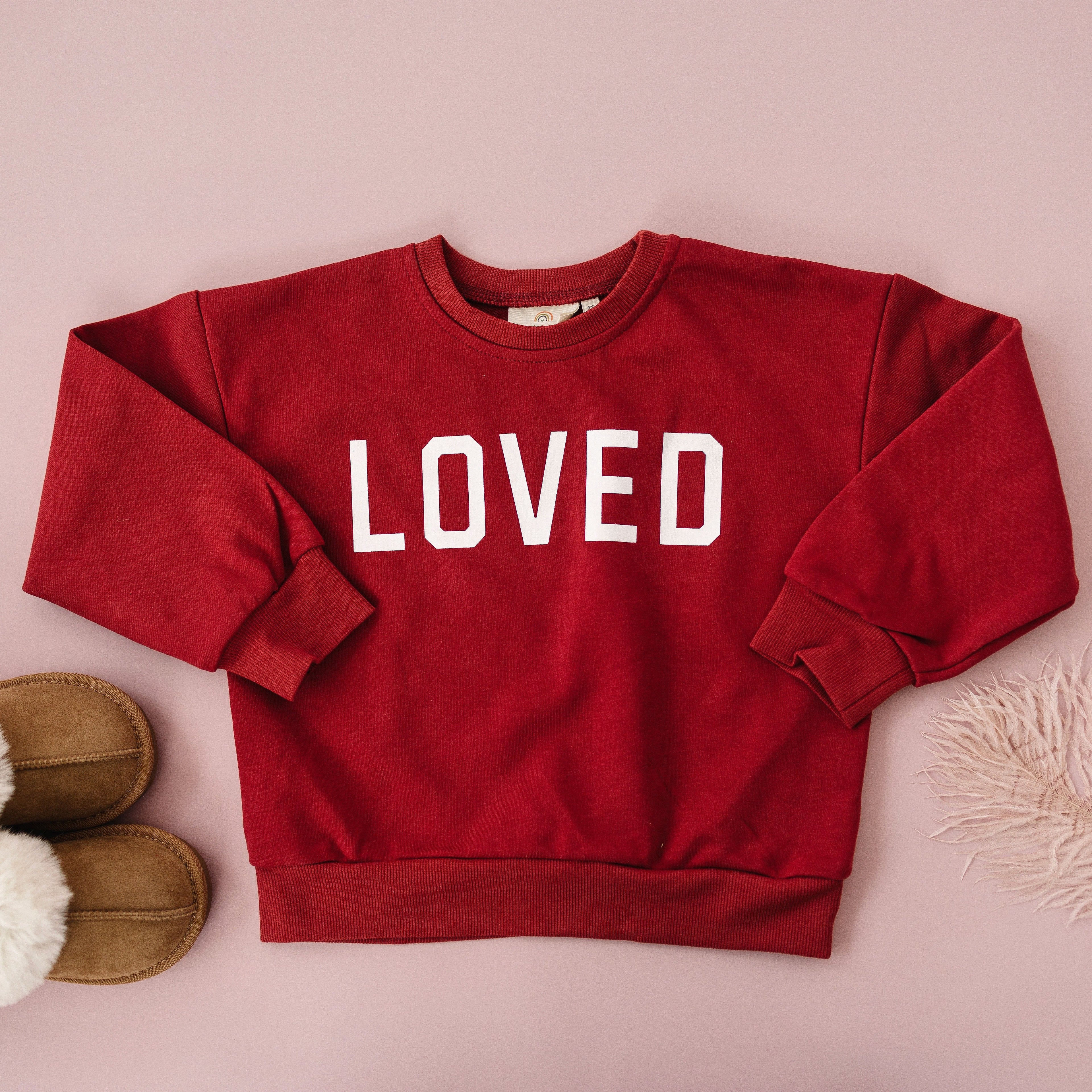 Loved Crewneck Sweatshirt - Red or Pink - P's One-Stop Shop 