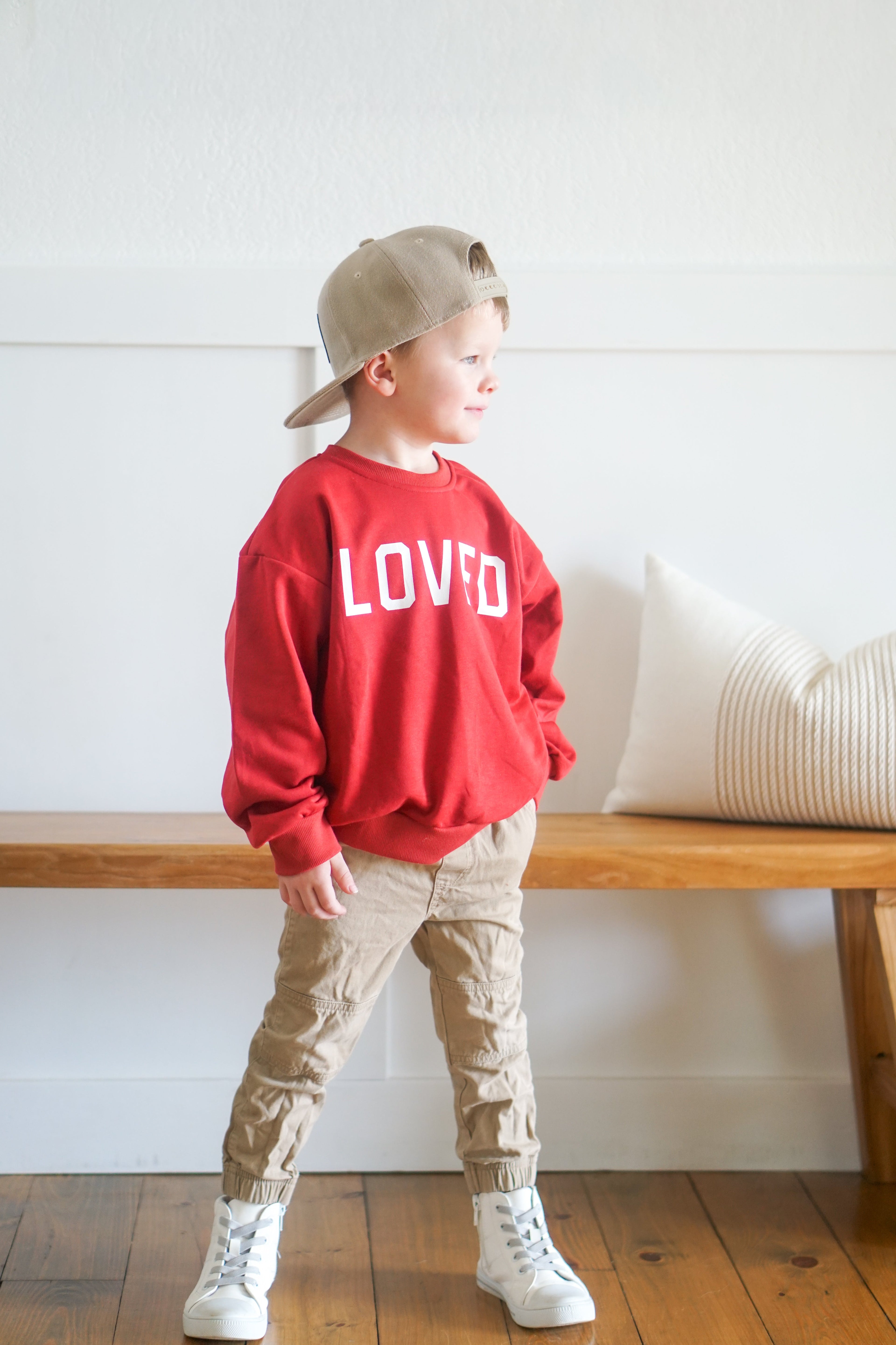 Loved Crewneck Sweatshirt - Red or Pink - P's One-Stop Shop 