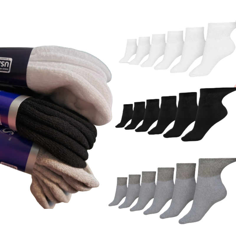Men's Cotton Diabetic Ankle Socks (6 Pair) - P's One-Stop Shop 
