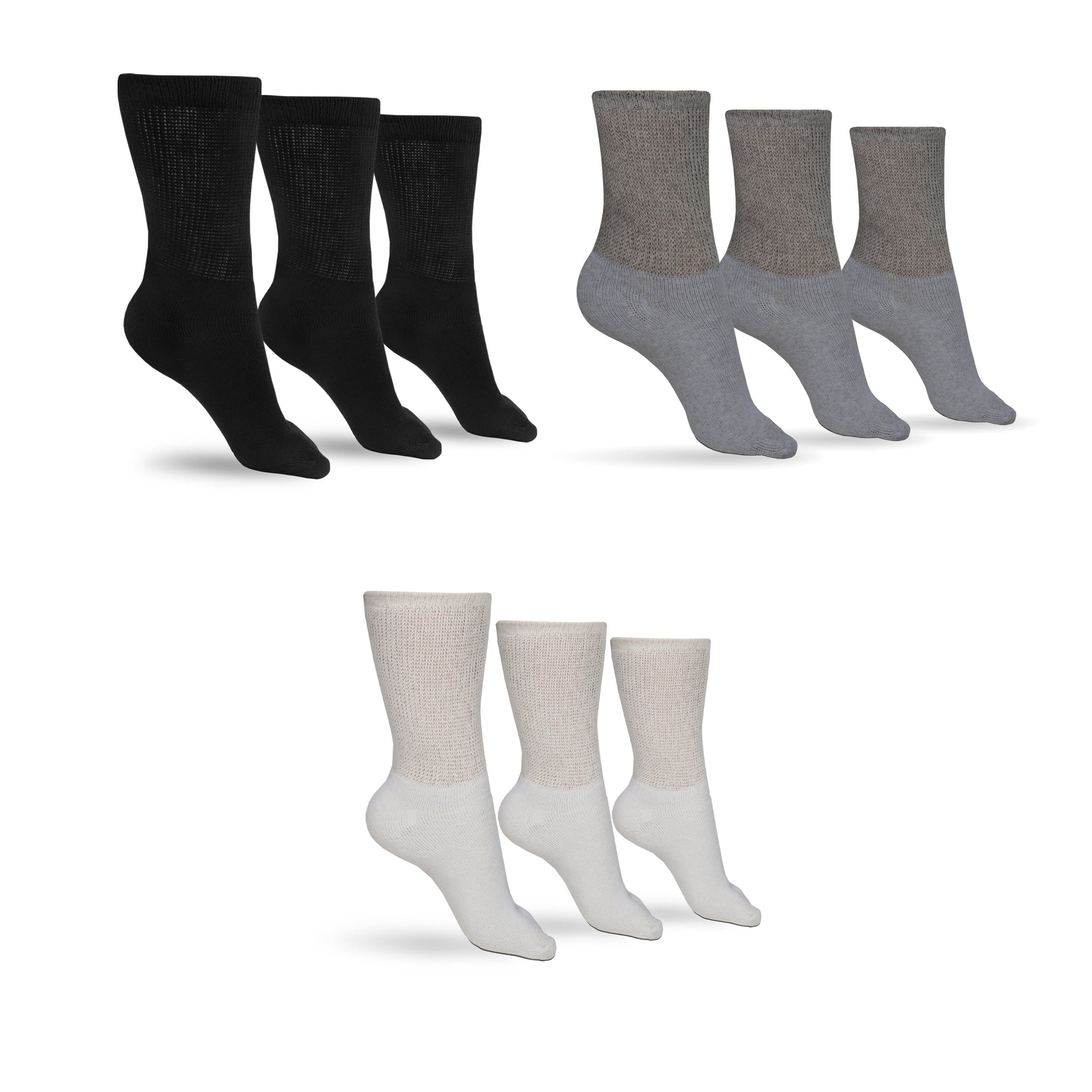 Men's Cotton Diabetic Crew Socks (Assorted) - P's One-Stop Shop 