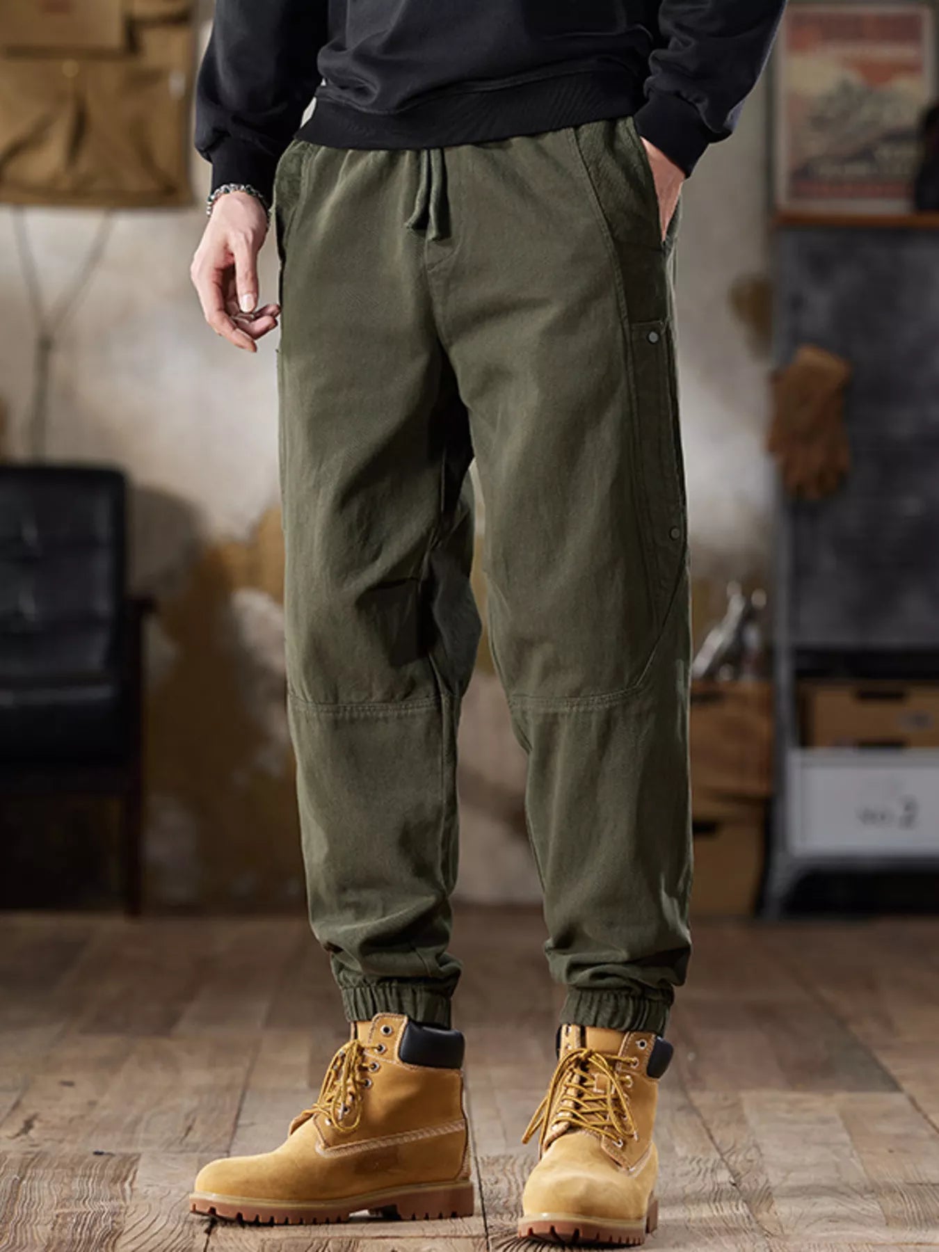 Men's Full Size Casual Drawstring Cargo Joggers Plus Size - P's One-Stop Shop 